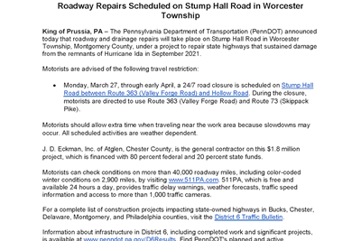 ROAD CLOSURE: Stump Hall Road